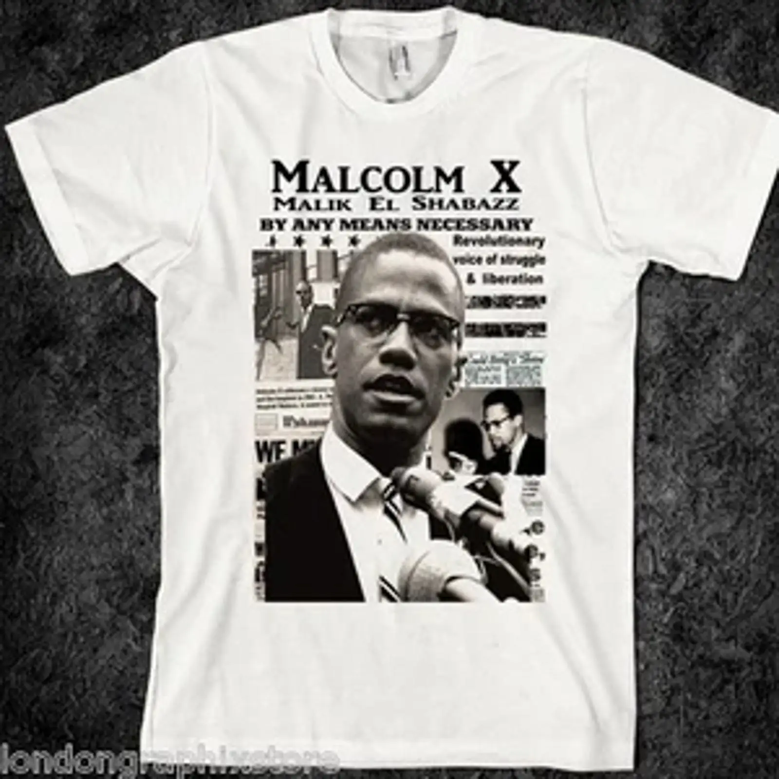 Vintage Fashion History - เสื้อยืด Malcolm X สีดำ ลาย Black