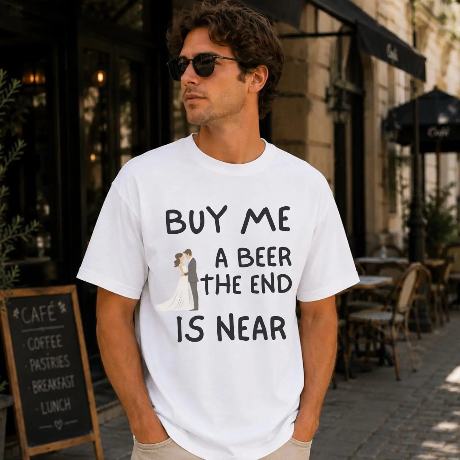 Vintage Fashion Near Me - เสื้อยืดตลกสำหรับคนโสด ซื้อเบียร์ให้ฉัน จุดจบใกล้เข้ามาแล้ว ปาร์ตี้สละโสด ทริปสนุกๆ เสื้อผ้าสตรีทแวร์วินเทจล้างสี