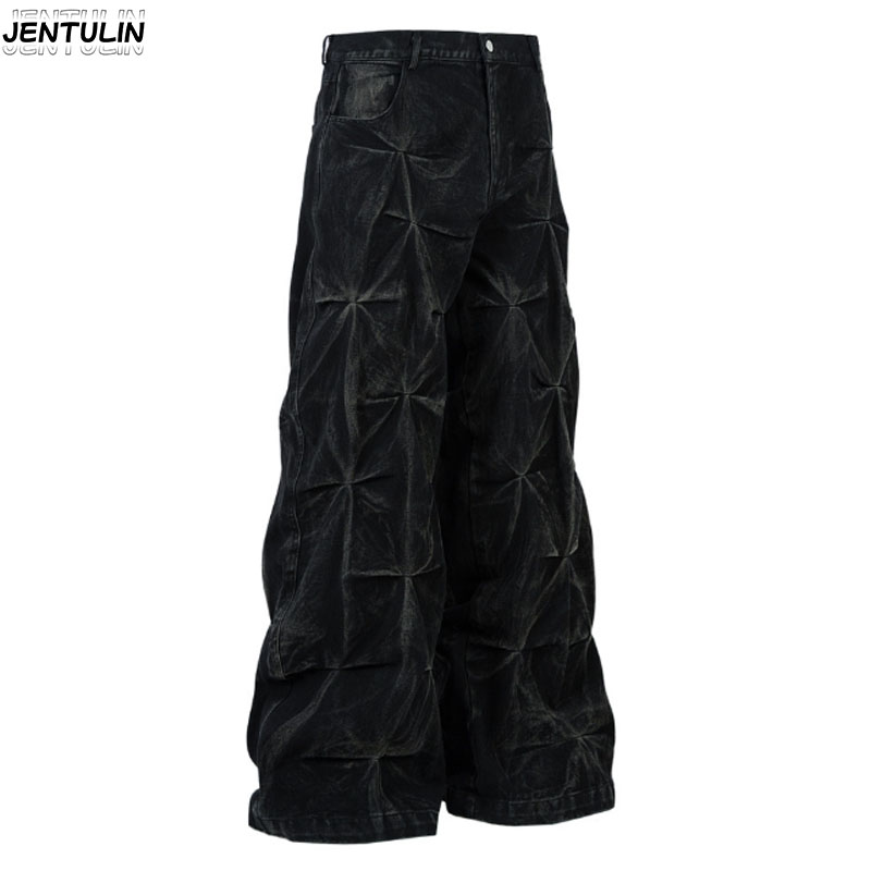 Retro Track Pant - กางเกงยีนส์ทรงหลวมปักลายสไตล์ Y2K แฟชั่นฮิปฮอปวินเทจแนวสตรีทสำหรับผู้ชายและผู้หญิง ทรงขากว้างตรง
