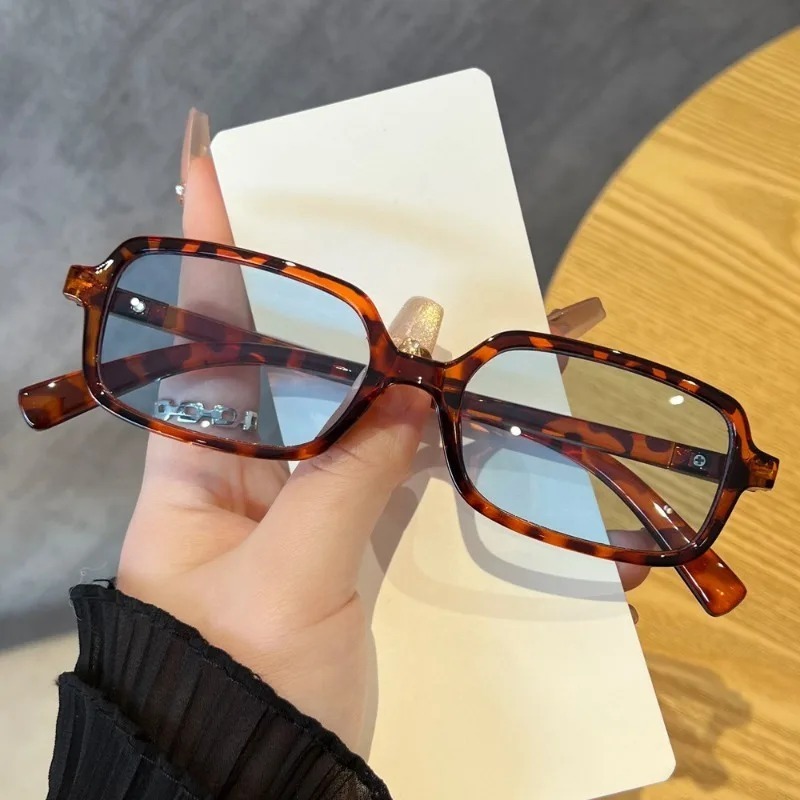 Vintage Fashion Female - แว่นกันแดดทรงสี่เหลี่ยมหรูหราสำหรับผู้หญิง แว่นกันแดดทรงวงรีวินเทจสำหรับผู้ชาย แว่นตาผู้หญิง แว่นตาป้องกันแสงสะท้อน