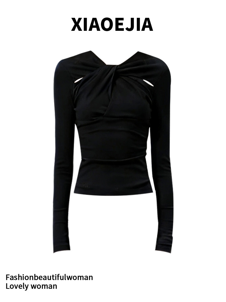 Turtleneck Knit 90S - เสื้อยืดผู้หญิงสีดำสไตล์โกธิค ฮาราจูกุ วายทูเค ยุค 90 วินเทจ