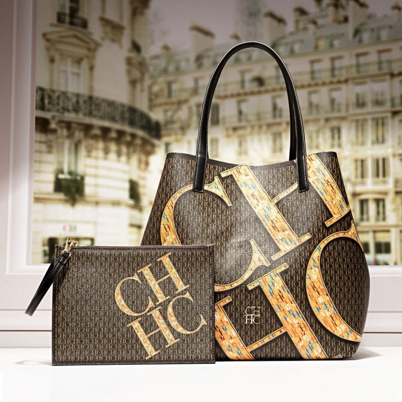 Vintage Fashion Paris - กระเป๋าช้อปปิ้ง CHCH ดีไซน์หรูหราสไตล์ปารีส กระเป๋าสะพายข้างวินเทจ ดีไซน์เนอร์ พร้อมกระเป๋าถือแบบสะพายไหล่