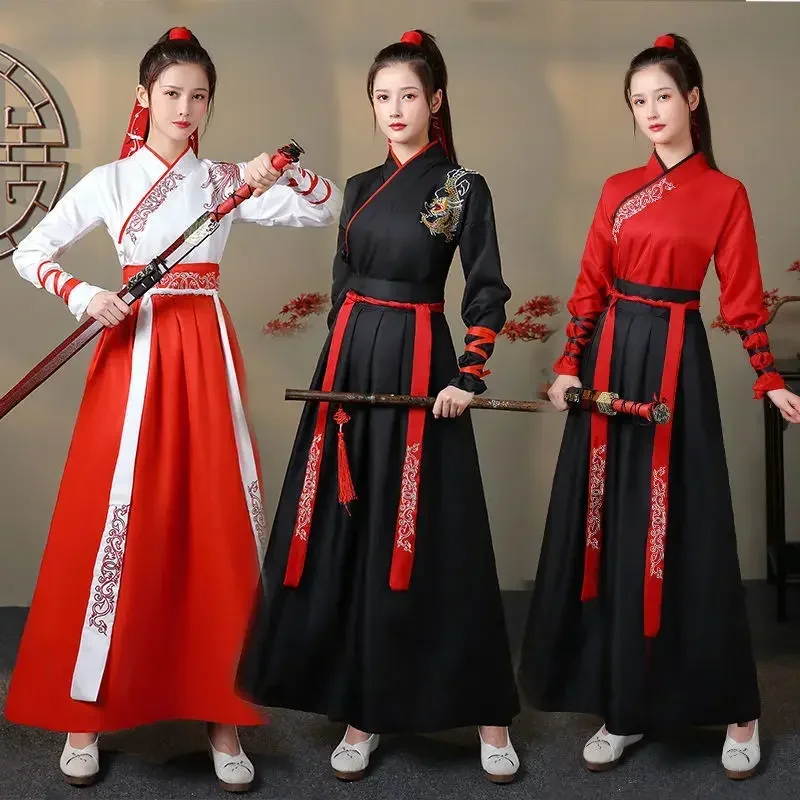 Vintage Fashion Queen - ฮันฟู่สมัยใหม่ ชุดเซ็ต 2 ชิ้น เสื้อและกระโปรงสำหรับผู้หญิง ชุดคอสเพลย์แฟชั่นวินเทจสำหรับผู้ชาย