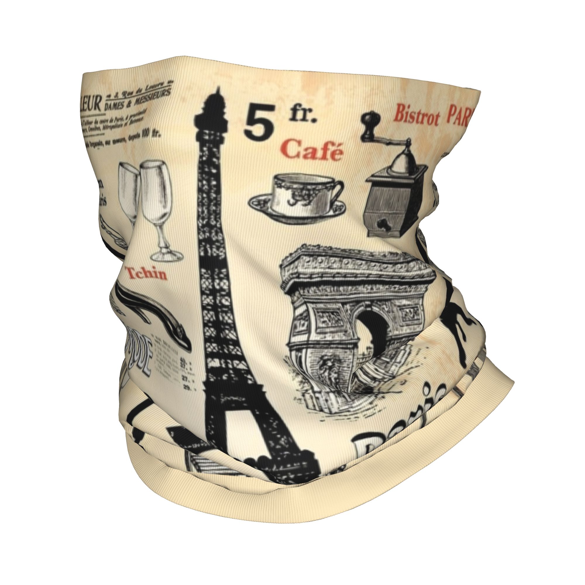 Vintage Fashion Paris - ผ้าพันคอวินเทจลายหอไอเฟลปารีส สำหรับฤดูหนาว ป้องกันลม สำหรับผู้ชาย ใช้พันคอหรือคลุมหน้า เหมาะสำหรับเล่นสกี