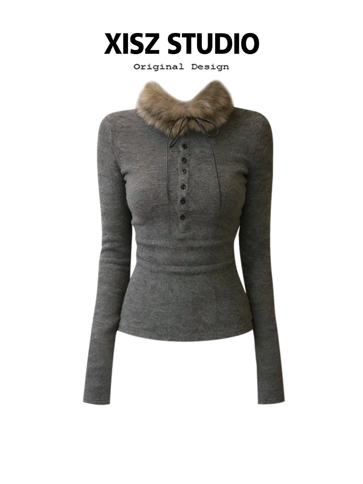 Turtleneck Knit 90S - เสื้อยืดโกธิคสีเทาสำหรับผู้หญิง สไตล์ฮาราจูกุ Y2K เสื้อยืดแขนยาวคอเต่า วินเทจยุค 90