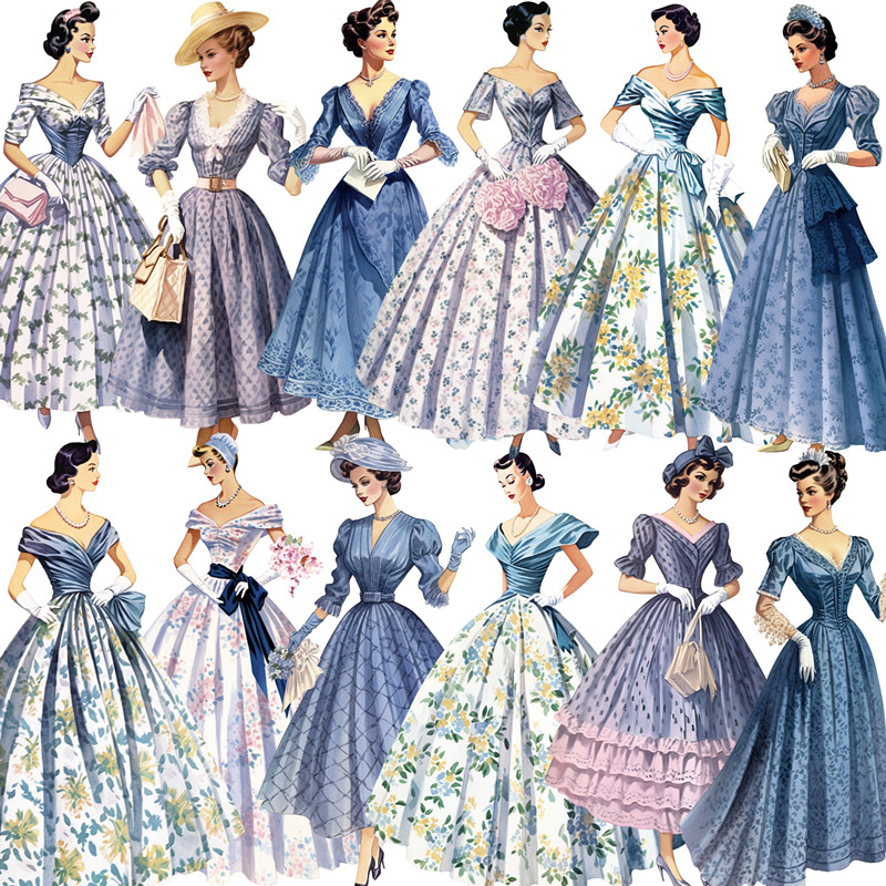 Vintage Fashion Journal - 16 ชิ้น/แพ็ค Vintage Retro แฟชั่นสติกเกอร์ DIY