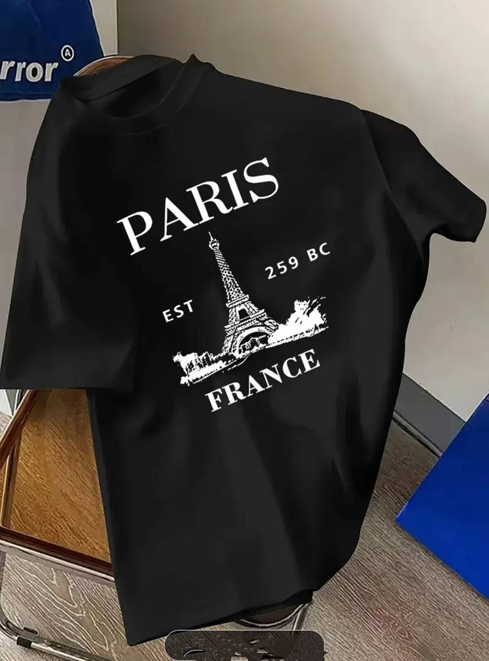 Vintage Fashion Paris - เสื้อยืดแฟชั่นผู้ชายแนววินเทจอินเทรนด์ คอกลม แขนสั้น พิมพ์ลายปารีส ฝรั่งเศส