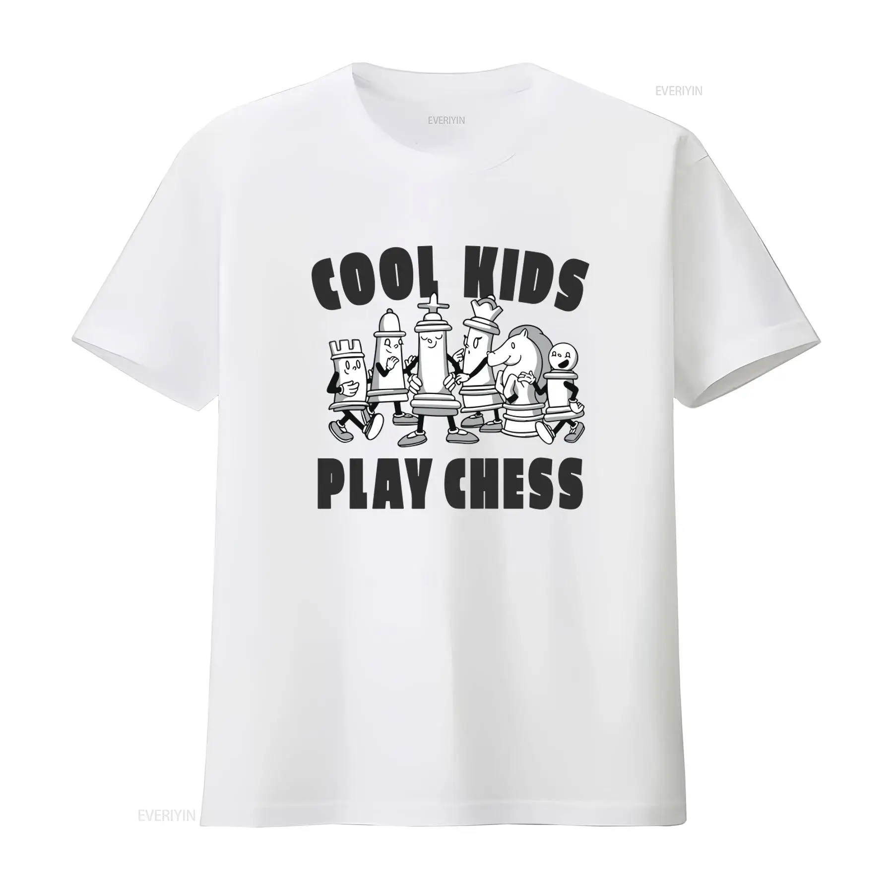 Vintage Fashion Game - เสื้อยืดผ้าฝ้าย 100% ลายเด็กเท่เล่นหมากรุก ดีไซน์สำหรับคนรักเกมส์ วินเทจ ลุคสตรีทแวร์