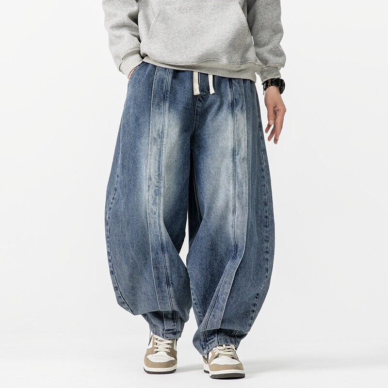 Retro Track Pant - 2025 ใหม่VINTAGE HaremกางเกงหลวมHip Hop DENIMกางเกงขากว้างMensตรงขนาดใหญ่แฟชั่นกางเกงยีนส์Elasticเอวกางเกง