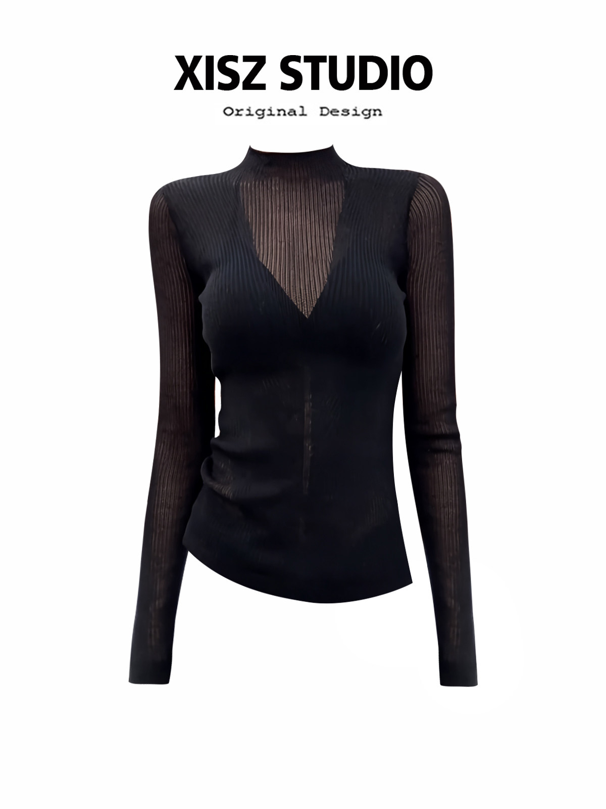 Turtleneck Knit 90S - เสื้อยืดโกธิคสีดำสำหรับผู้หญิง สไตล์ฮาราจูกุ Y2k เสื้อยืดแขนยาวคอเต่า วินเทจยุค 90