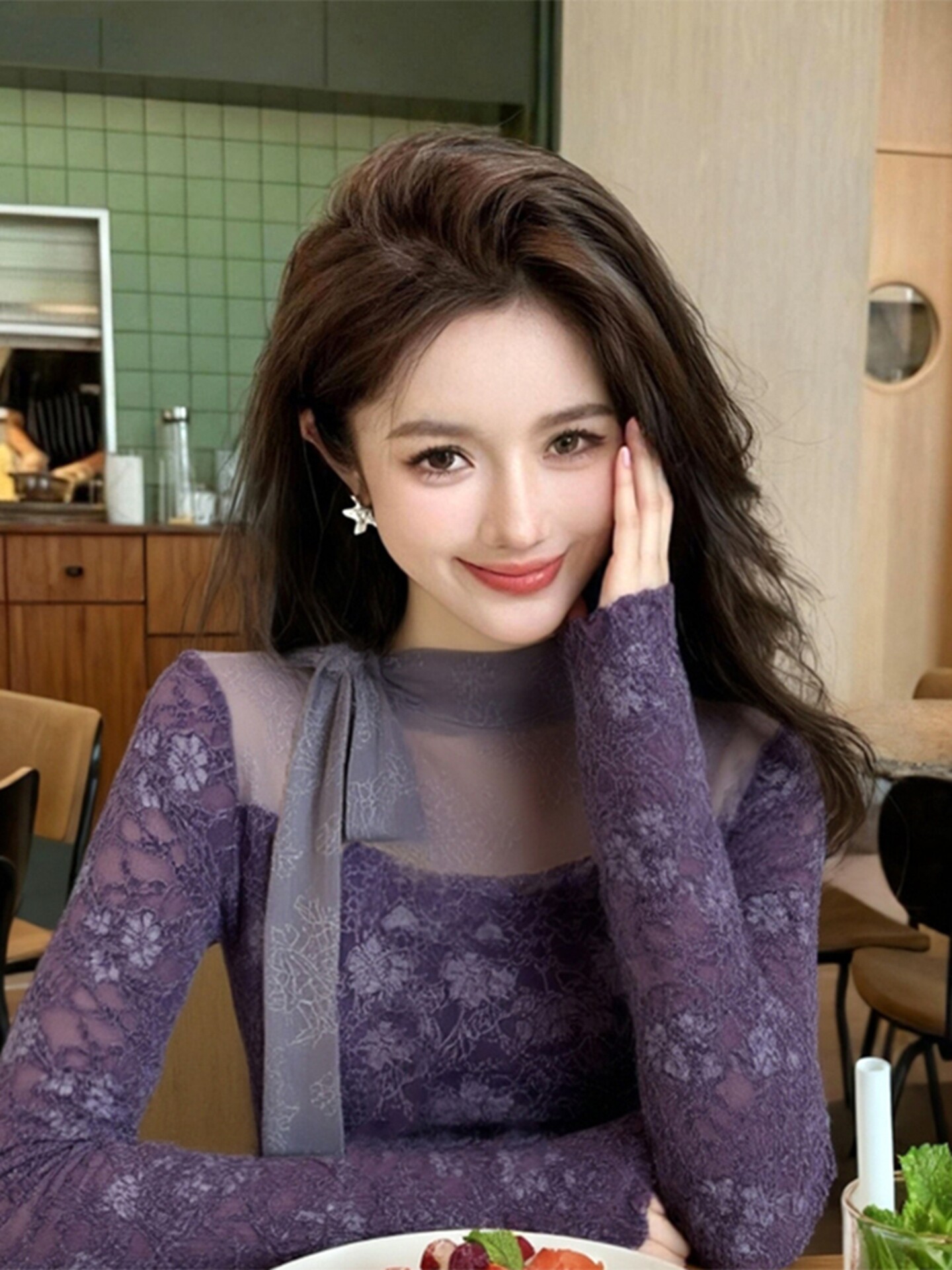 เสื้อยืดโกธิคสีม่วงสำหรับผู้หญ - Turtleneck Knit 90S บทวิจารณ์และราคา