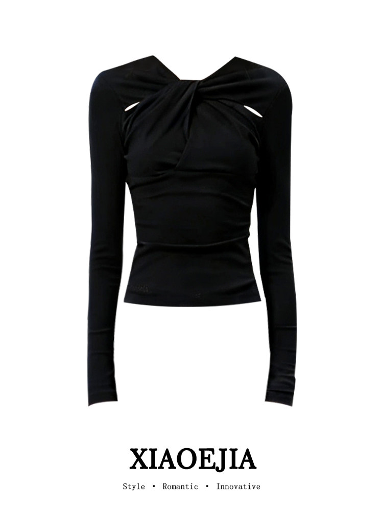 เสื้อยืดผู้หญิงสีดำสไตล์โกธิค  - Turtleneck Knit 90S บทวิจารณ์และราคา