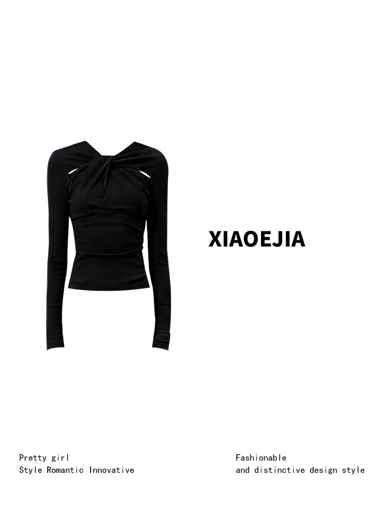 เสื้อยืดผู้หญิงสีดำสไตล์โกธิค  - Turtleneck Knit 90S บทวิจารณ์และราคา