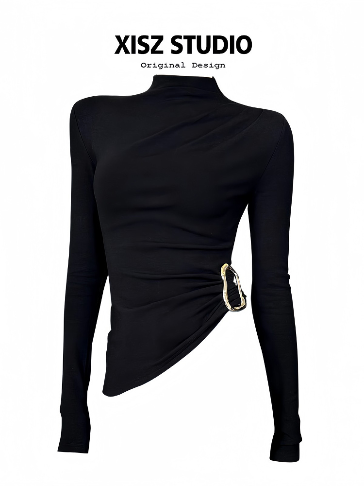 เสื้อยืดผู้หญิงสีดำสไตล์โกธิค  - Turtleneck Knit 90S บทวิจารณ์และราคา