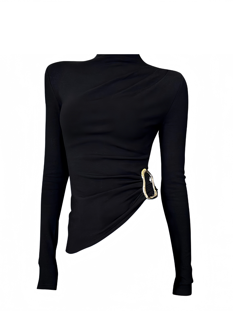เสื้อยืดผู้หญิงสีดำสไตล์โกธิค  - Turtleneck Knit 90S บทวิจารณ์และราคา
