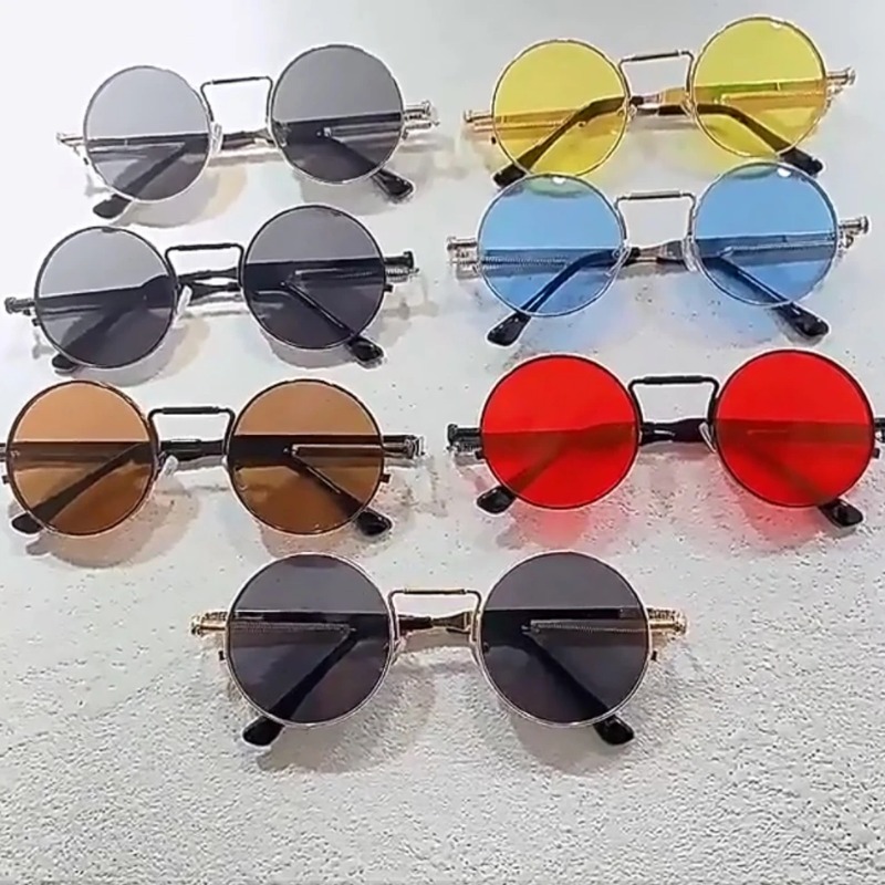 แว่นกันแดดทรงกลมกรอบโลหะวินเทจ - Vintage Fashion Female บทวิจารณ์และราคา