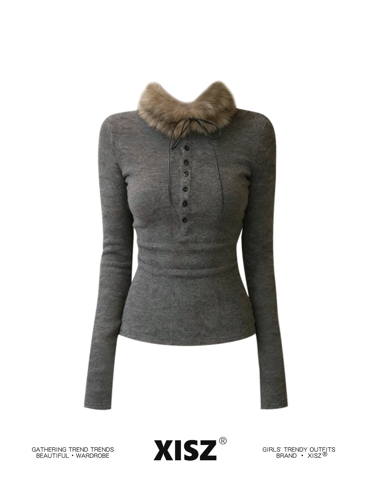 เสื้อยืดโกธิคสีเทาสำหรับผู้หญิ - Turtleneck Knit 90S บทวิจารณ์และราคา