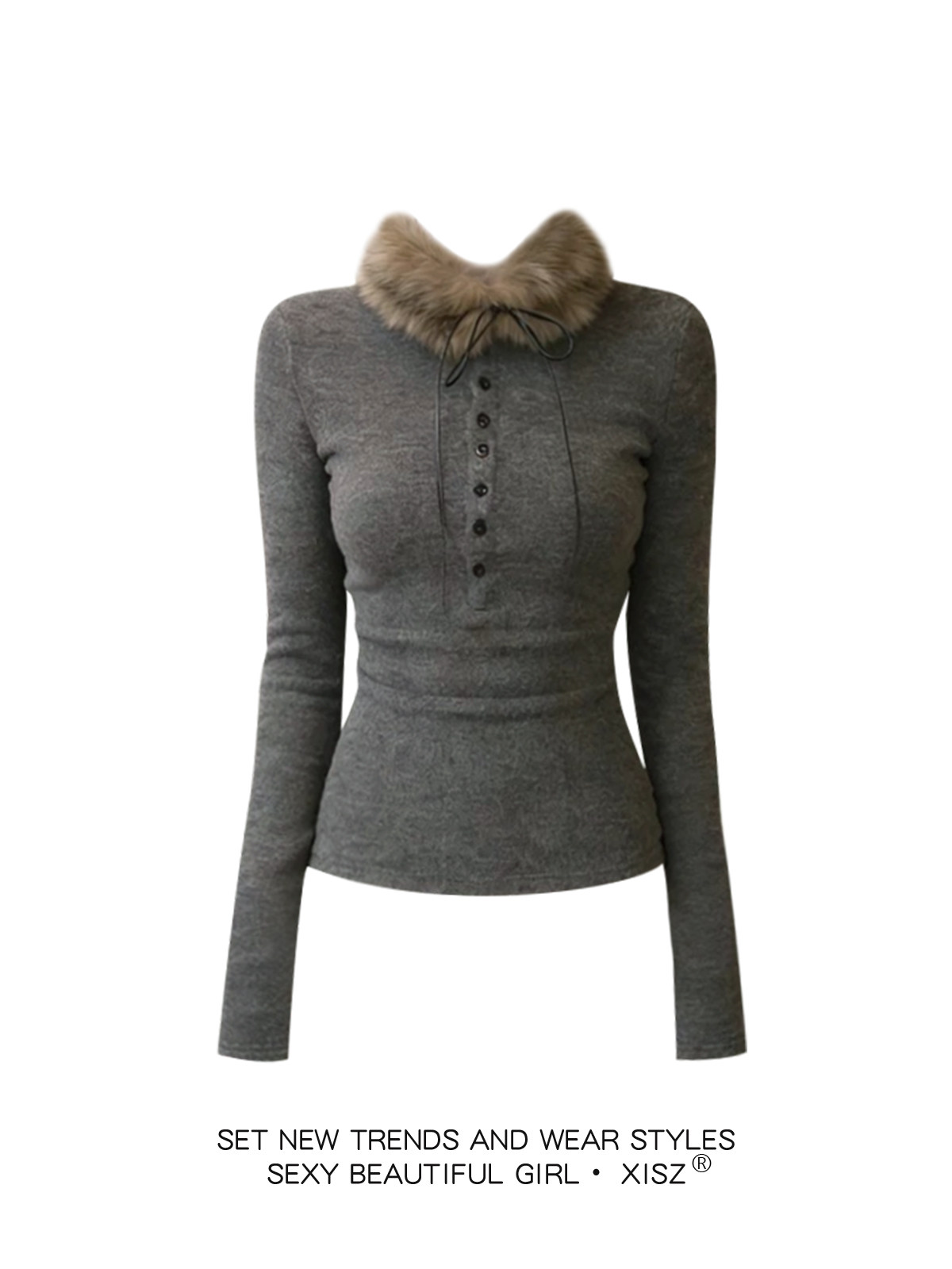 เสื้อยืดโกธิคสีเทาสำหรับผู้หญิ - Turtleneck Knit 90S บทวิจารณ์และราคา