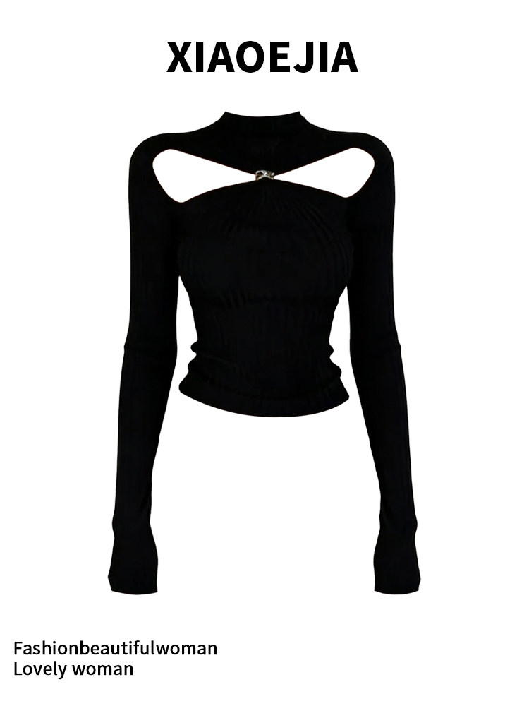 เสื้อยืดโกธิคสีดำสำหรับผู้หญิง - Turtleneck Knit 90S บทวิจารณ์และราคา