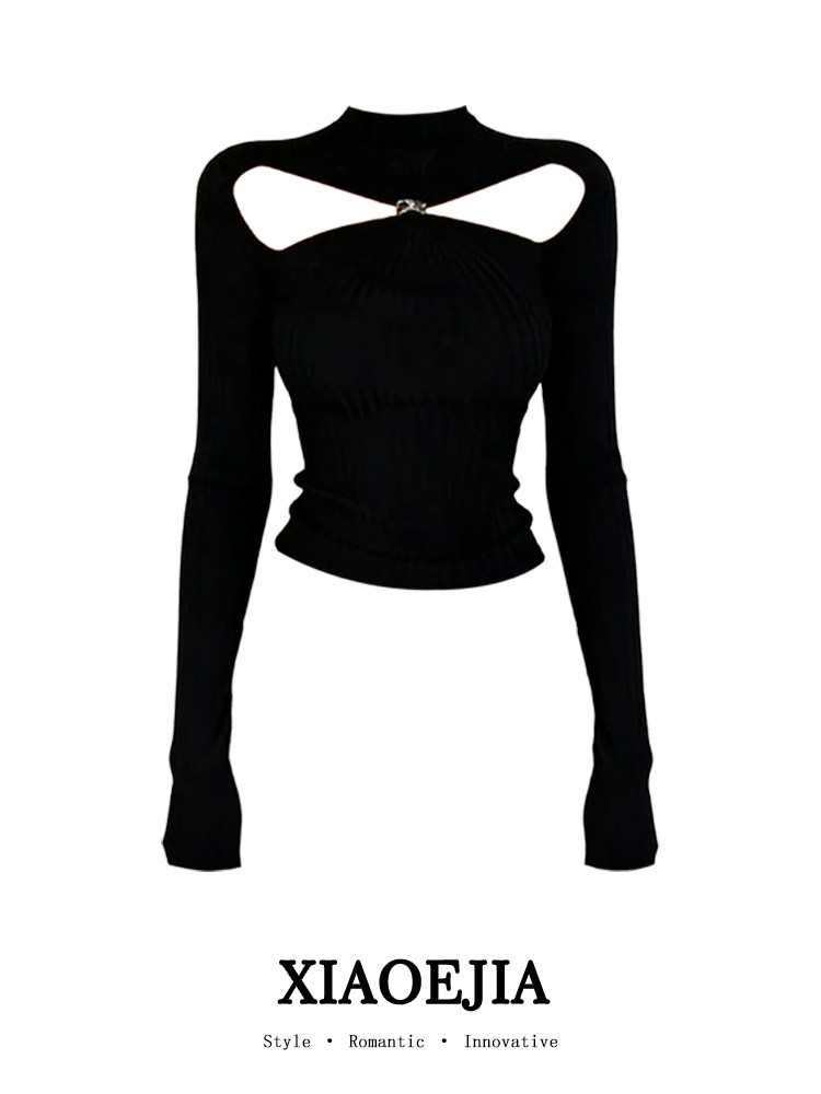 เสื้อยืดโกธิคสีดำสำหรับผู้หญิง - Turtleneck Knit 90S บทวิจารณ์และราคา