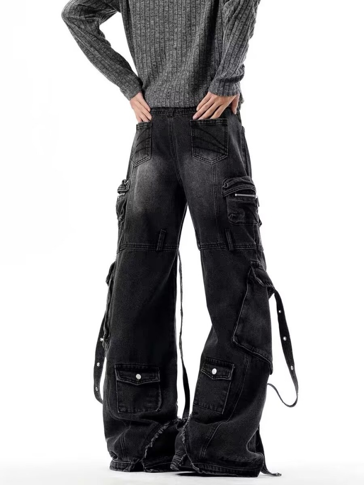 กางเกงยีนส์คาร์โก้ทรงหลวมสีดำฟ - Retro Track Pant บทวิจารณ์และราคา