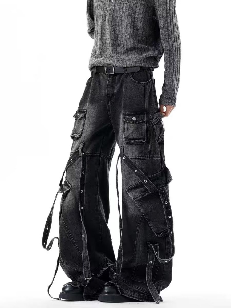 กางเกงยีนส์คาร์โก้ทรงหลวมสีดำฟ - Retro Track Pant บทวิจารณ์และราคา