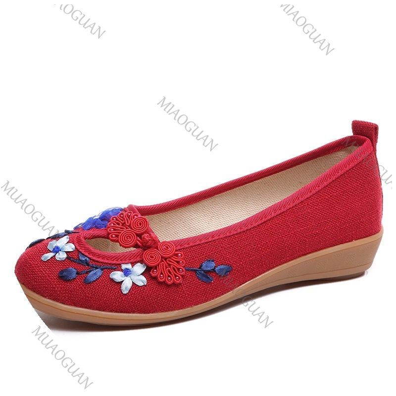 รองเท้าส้นเตารีดปักลายสำหรับผู - Vintage Fashion Female บทวิจารณ์และราคา