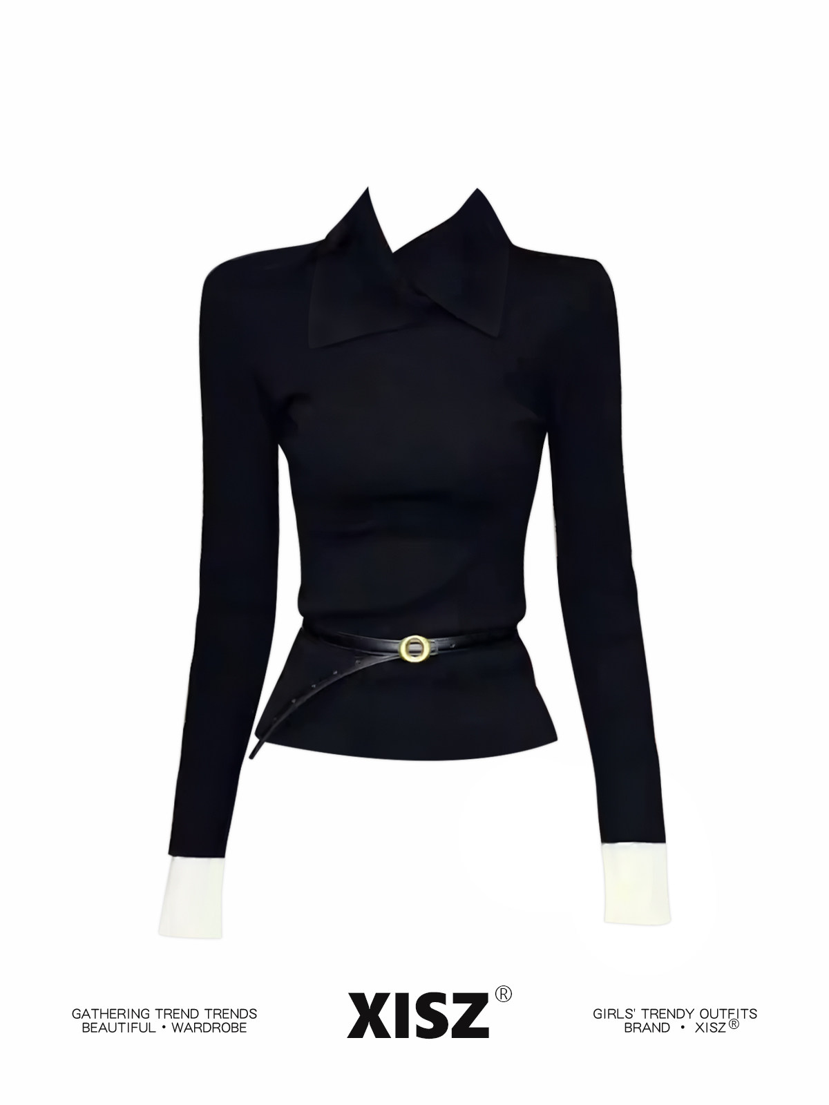 เสื้อยืดผู้หญิงสีดำสไตล์กอธิค  - Turtleneck Knit 90S บทวิจารณ์และราคา