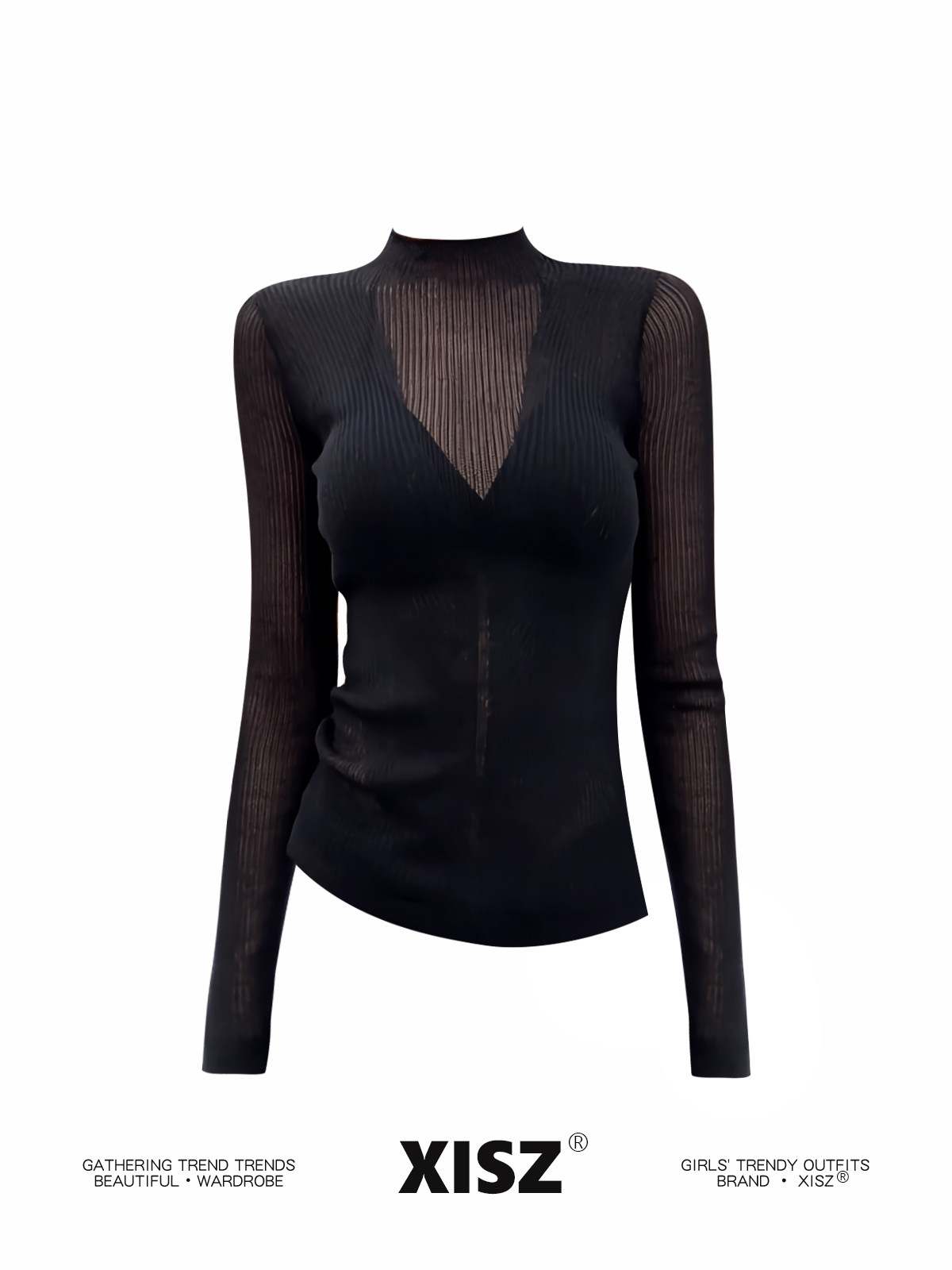 เสื้อยืดโกธิคสีดำสำหรับผู้หญิง - Turtleneck Knit 90S บทวิจารณ์และราคา