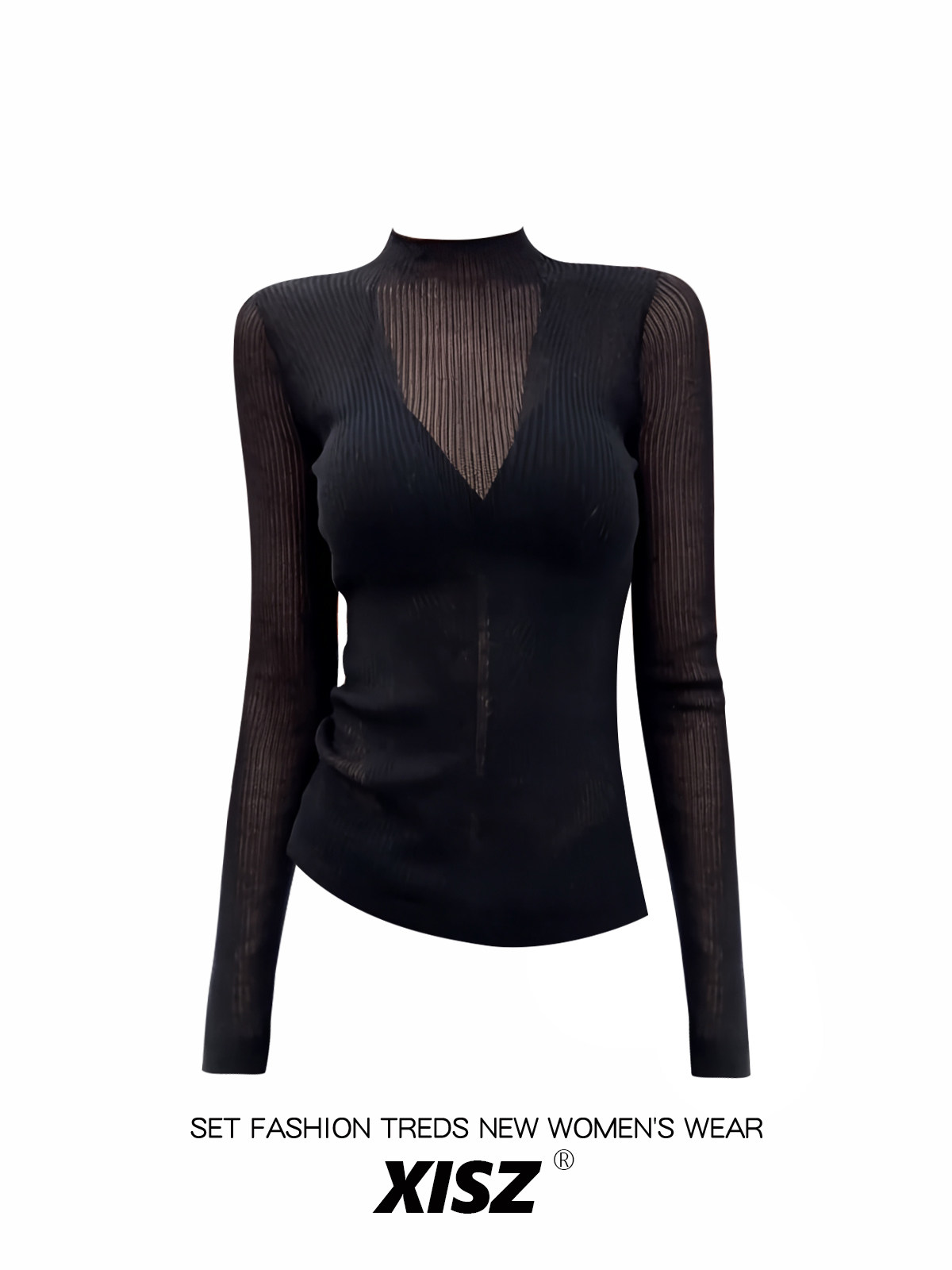 เสื้อยืดโกธิคสีดำสำหรับผู้หญิง - Turtleneck Knit 90S บทวิจารณ์และราคา